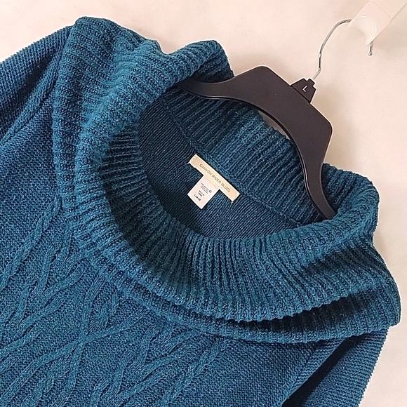 CANYON RIVER BLUES Dark Teal Blue Cowl Neck Long Sleeve Sweater Size L - Picture 5 of 8